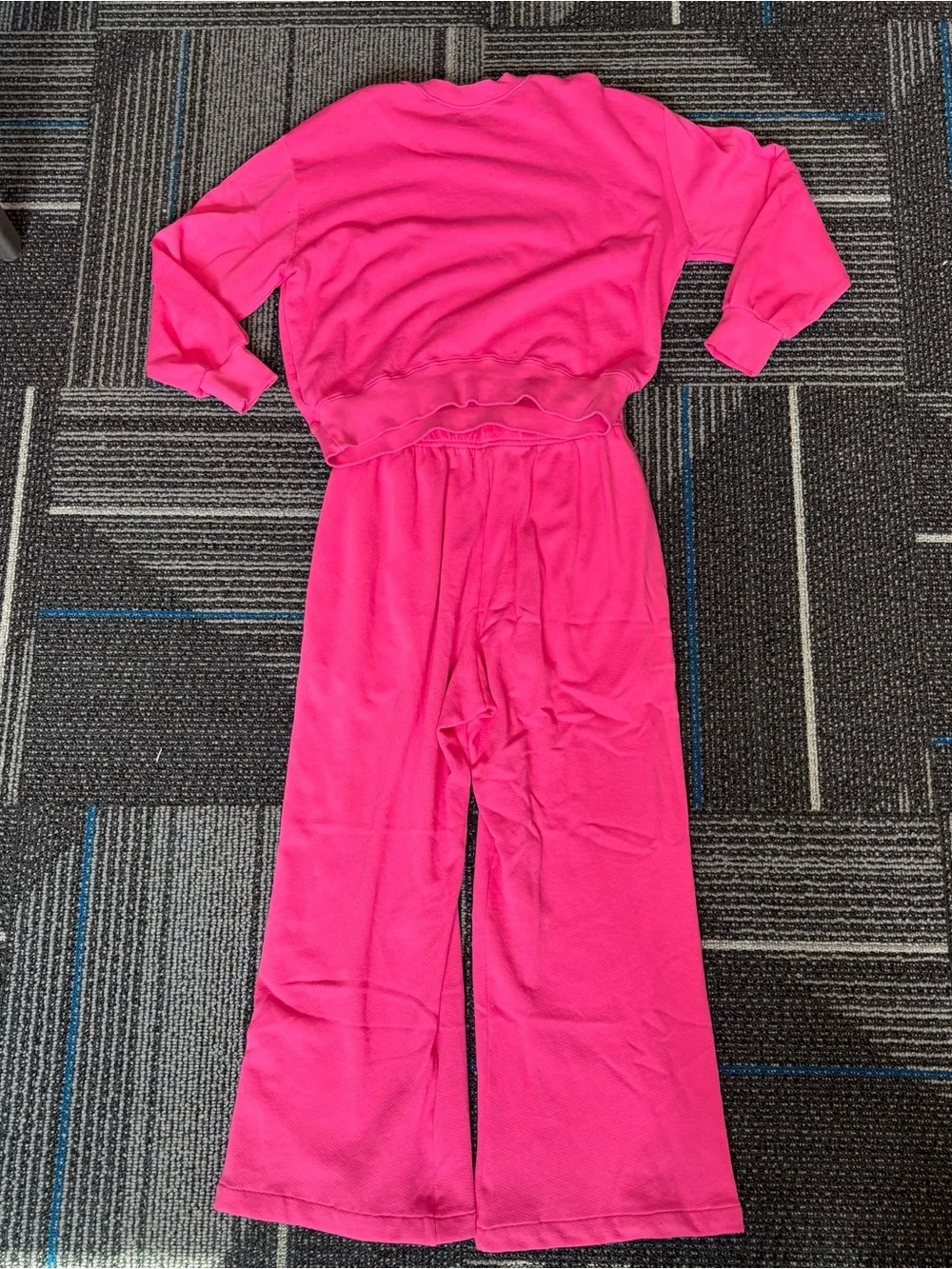 Michael Lauren knit set XS Pink Sweatsuit Crew Neck Wide Leg Pants - Picture 2 of 11